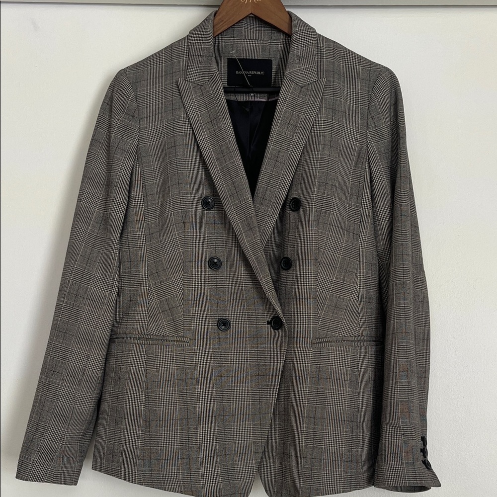 Banana Republic Plaid Double-Breasted Blazer